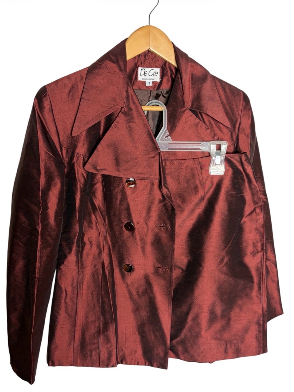 Vintage 90s/Y2K silk burgundy metallic 2 piece skirt suit size M